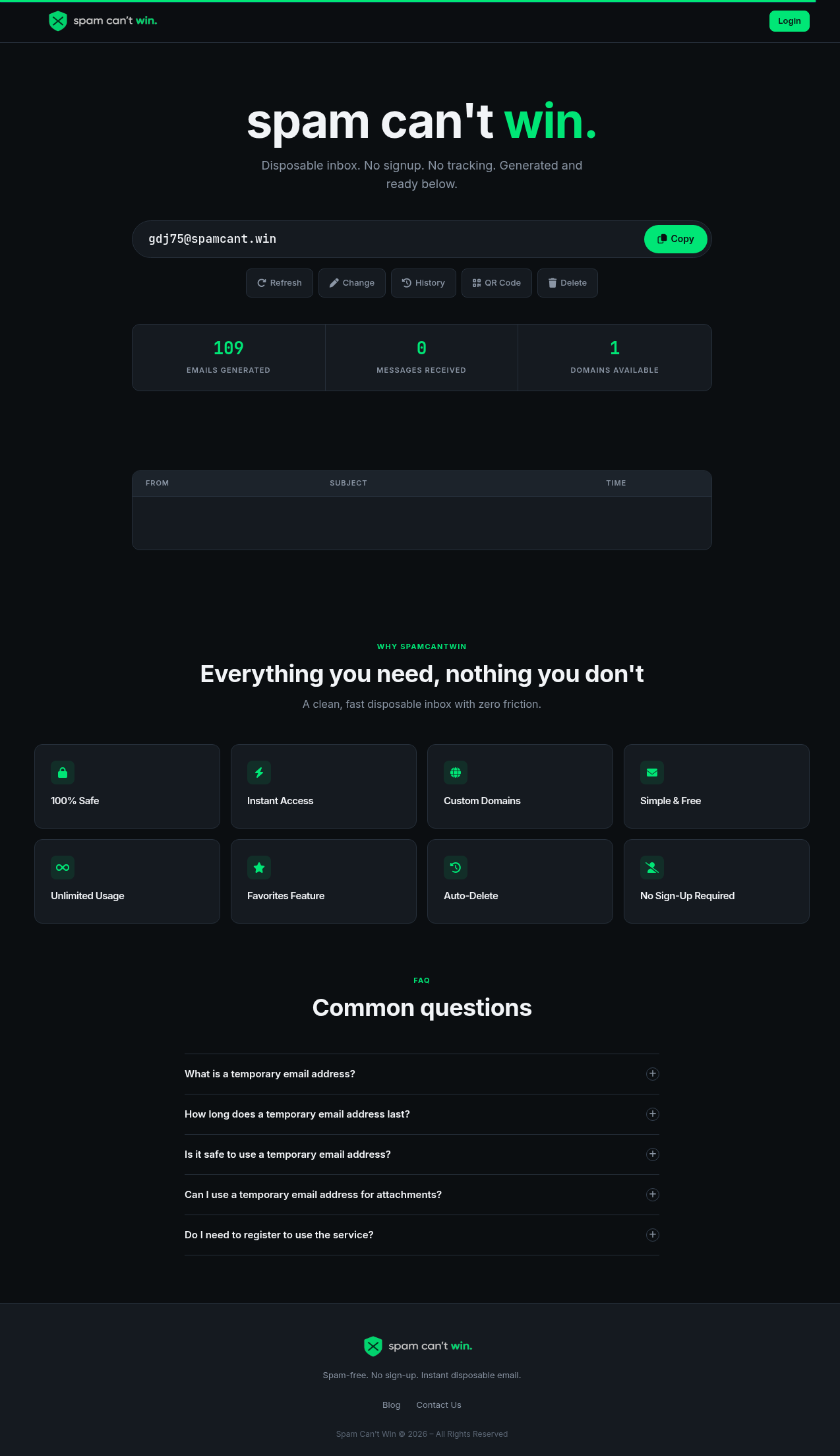 SpamCant.win — Disposable Email Privacy Platform